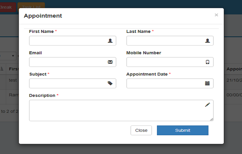Node.JS based CRM application screenshot 2