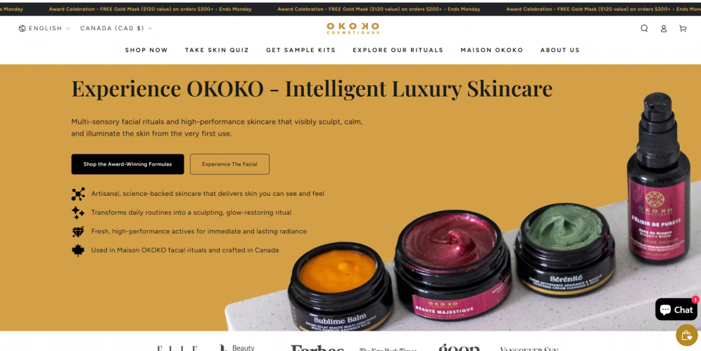 Okoko Cosmetiques – Luxury Shopify eCommerce Development screenshot 1