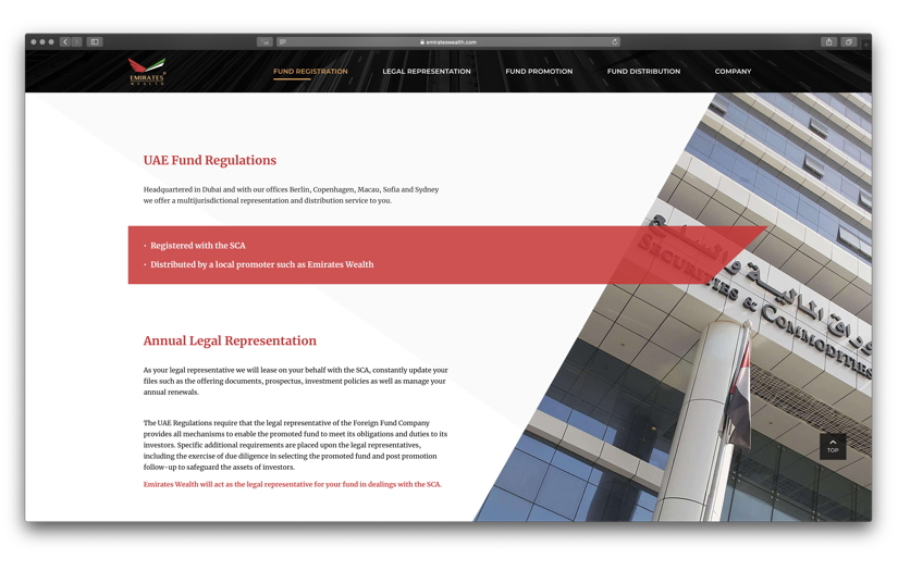 Corporate identity & website, Emirates Wealth screenshot 2
