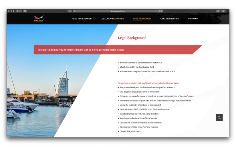 Corporate identity & website, Emirates Wealth screenshot 3