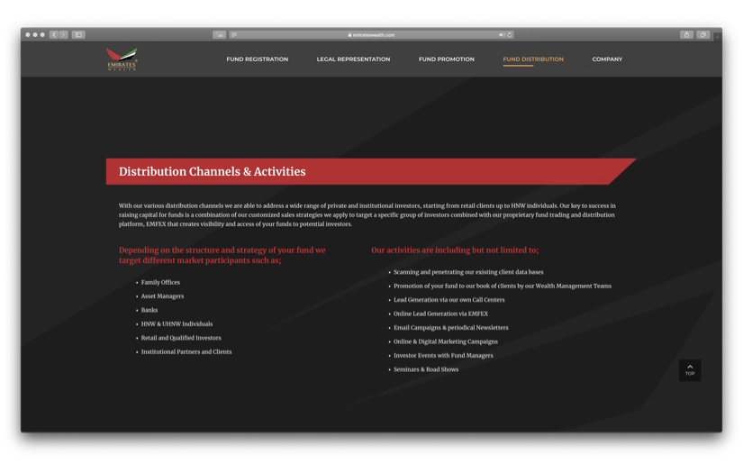 Corporate identity & website, Emirates Wealth screenshot 4