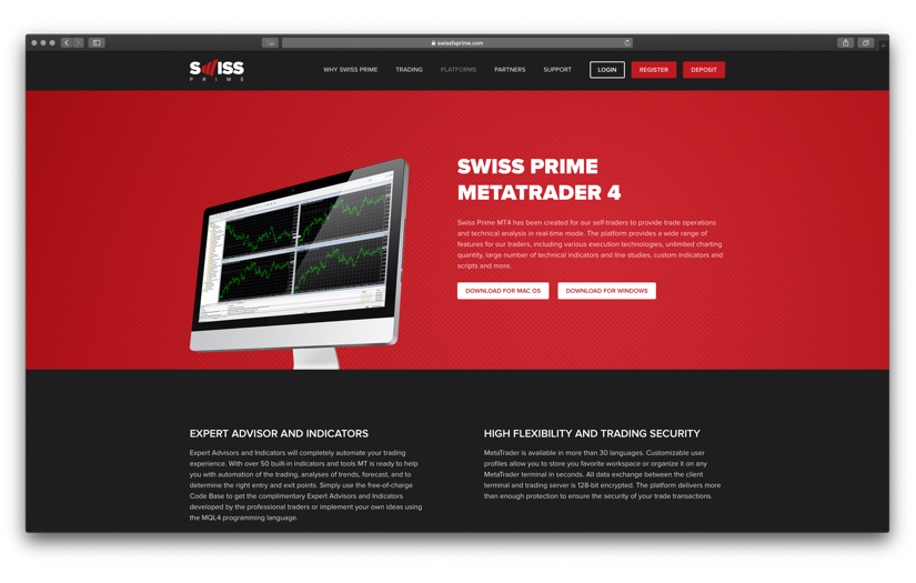 Design & Corporate website, Swiss Prime screenshot 2