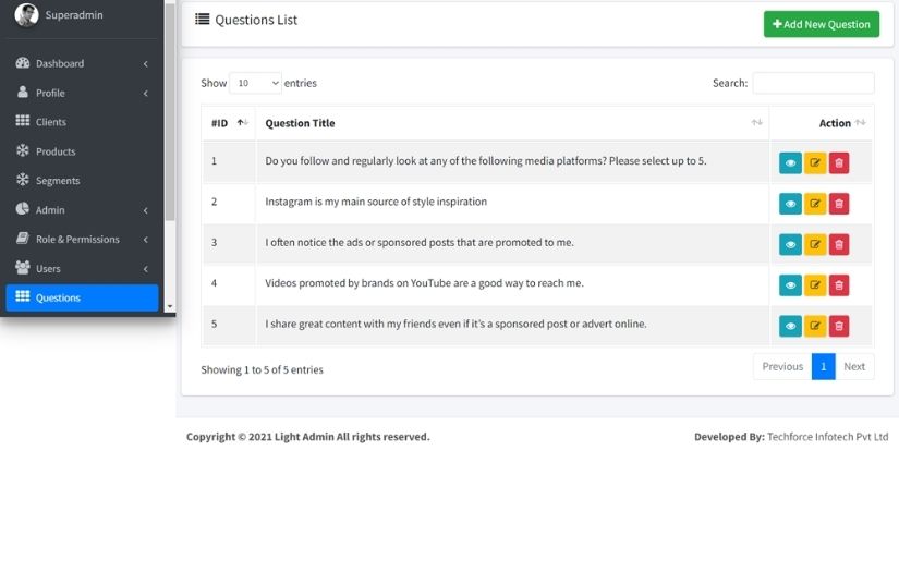 Survey Application screenshot 2