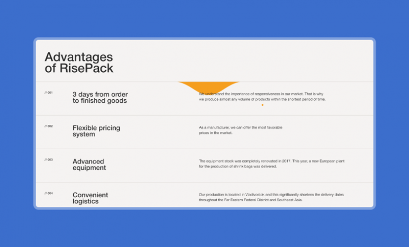 Website for a company producing vacuum and shrink bags screenshot 3