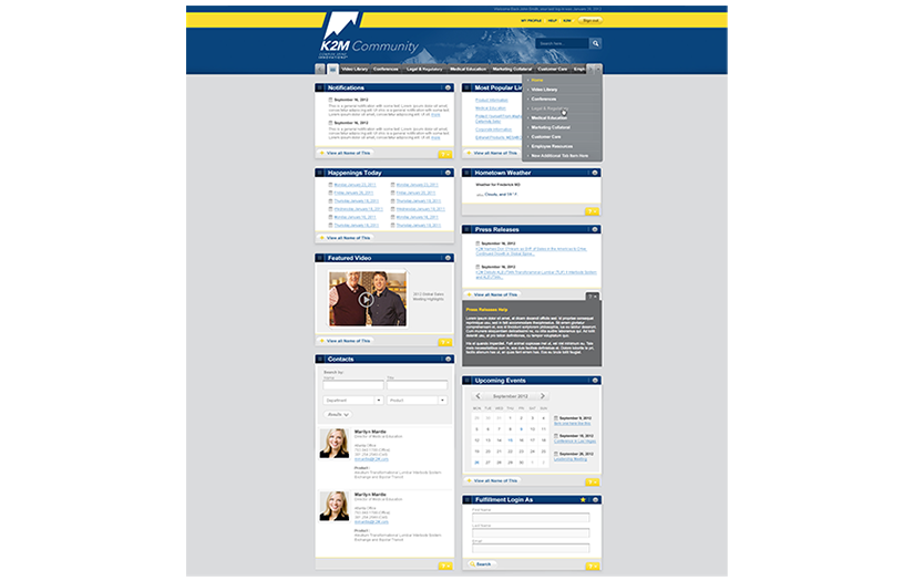 K2M Intranet screenshot 1