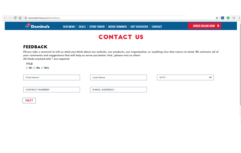 Domino’s pizza screenshot 1
