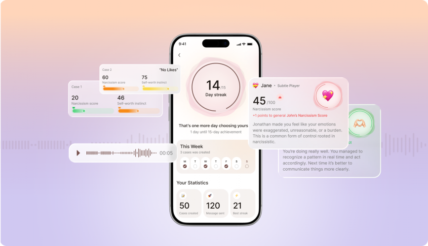 NoNarcissAI | Mobile App Redesign for a Relationship Tool  screenshot 5
