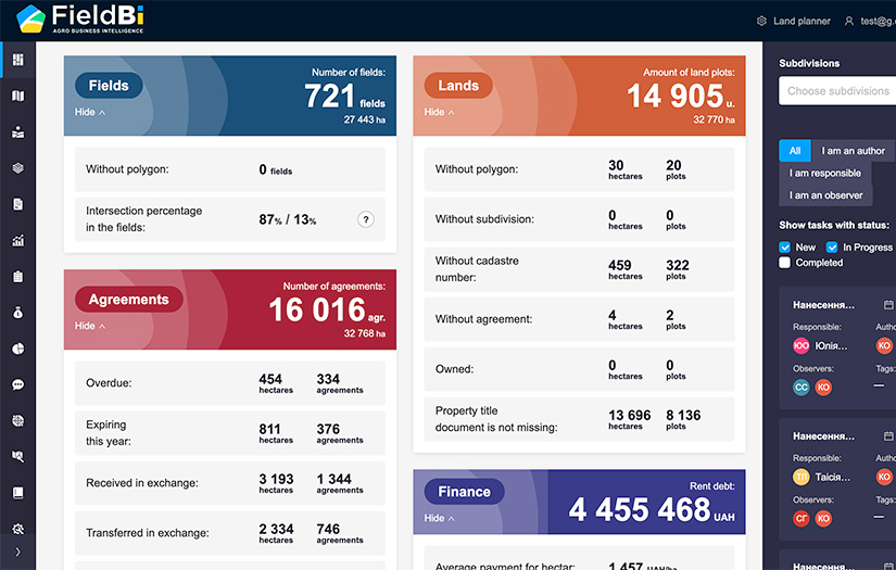 FieldBI.  Integrated agrobusiness management system screenshot 1
