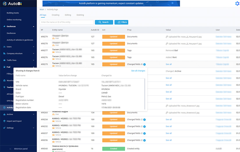 AutoBI. Online tool for effective fleet management screenshot 1
