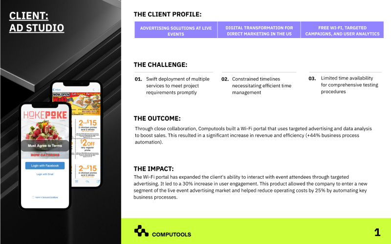 Transformed a Wi-Fi portal for an event advertising provider screenshot 1