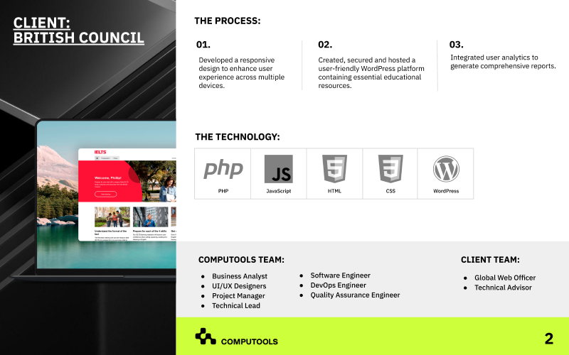 Revitalised and optimised web site for the global audience that promotes IELTS test screenshot 2