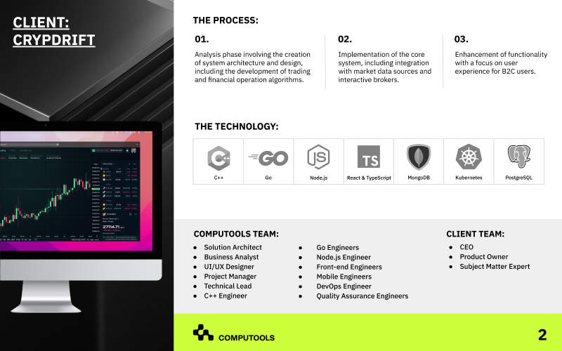 Delivering a comprehensive stock and cryptocurrency exchange system for CrypDrift  screenshot 2