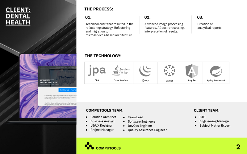 AI services for a leading online dental platform, enhancing X-ray analysis and patient records management screenshot 2