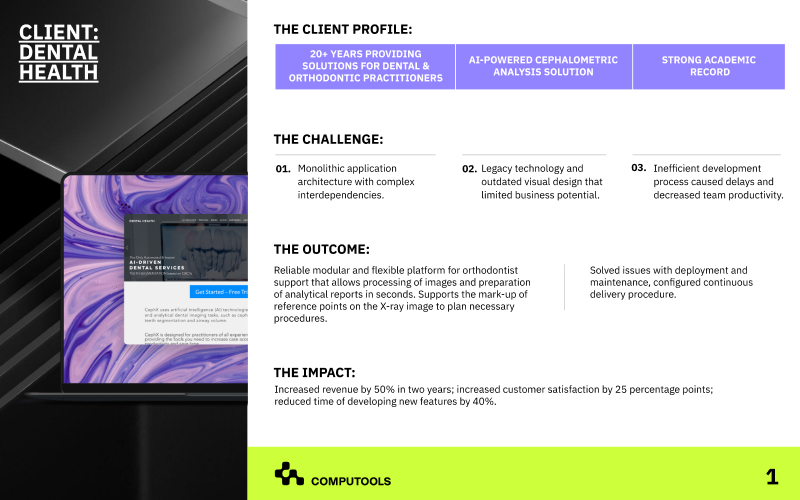 AI services for a leading online dental platform, enhancing X-ray analysis and patient records management screenshot 1