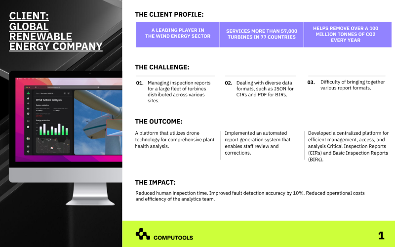 Managing inspection reports for a leading player in the wind energy sector screenshot 1