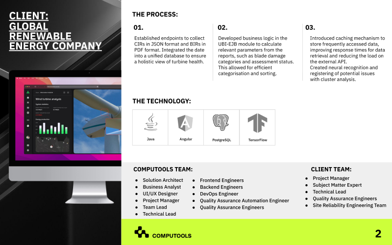 Managing inspection reports for a leading player in the wind energy sector screenshot 2