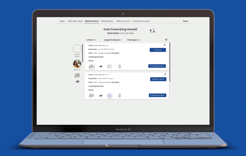 Web app to manage mail at a co-working space screenshot 1