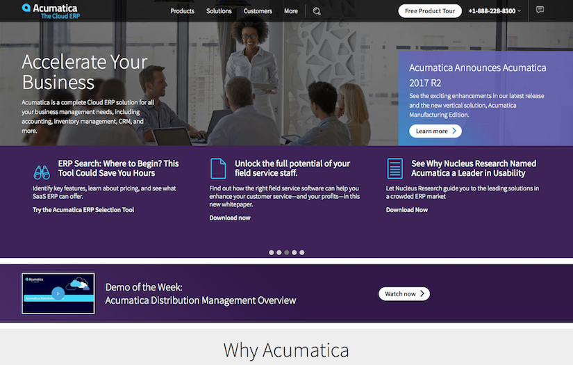 Optimization of the main website of the company Acumatica screenshot 1