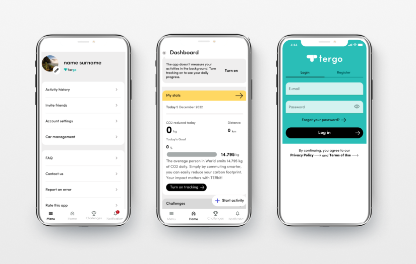 TerGo: app for real-time counting of CO2 emissions screenshot 1