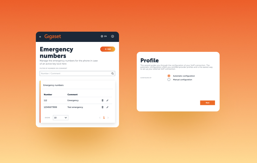 Managing multiple devices through an app - Gigaset screenshot 2