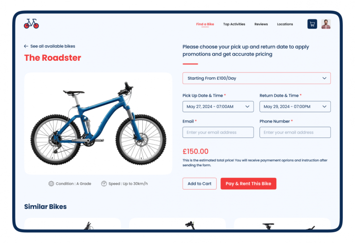 Booking Portal for an Online Bike Rental Business screenshot 3