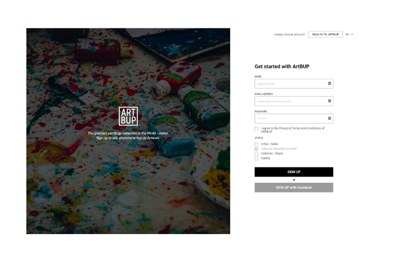Marketplace for art lovers screenshot 1