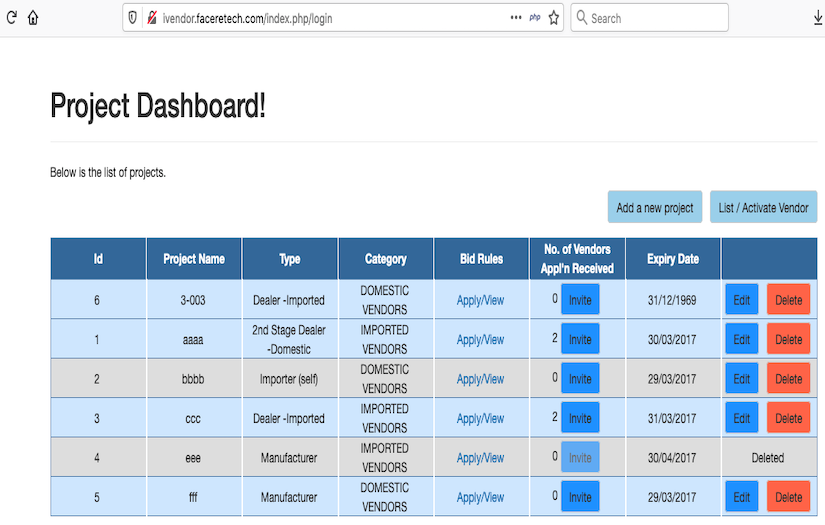 Vendor Bidding System screenshot 1