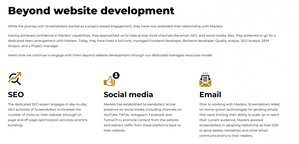 How Screendollars created a structured website and established an all-channel supremacy – Website, SEO, Email, and more screenshot 1
