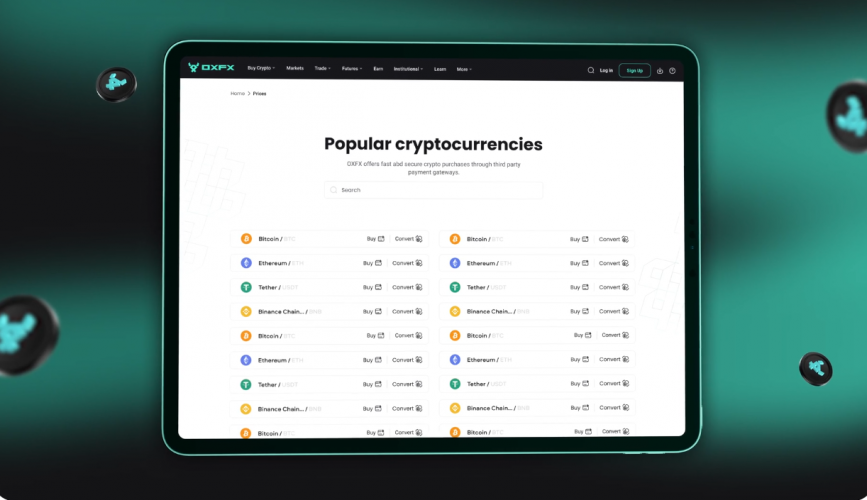 OXFX: Web UI/UX for Cryptocurrency Exchange Platform screenshot 2