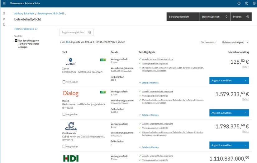 Thinksurance - Insurance comparison platform screenshot 1