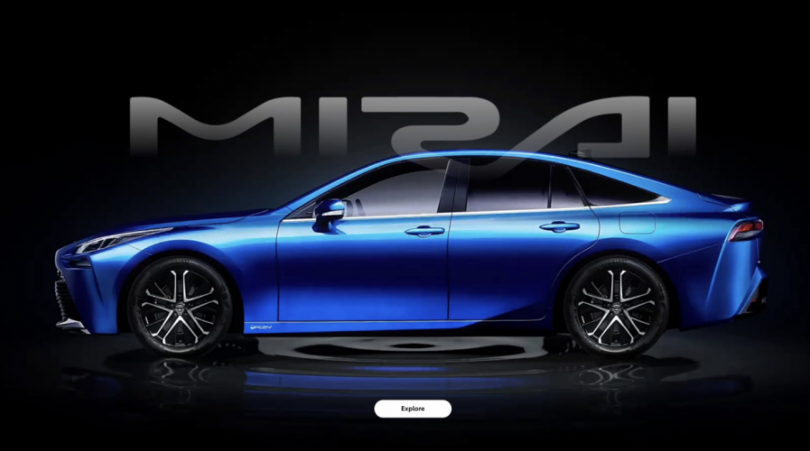Toyota Mirai WebGL Interactive Experience Highlights a Fuel Cell Electric Vehicle screenshot 1