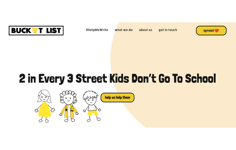 Website Design & Development for Bucket List, a non-profit organisation for children screenshot 1