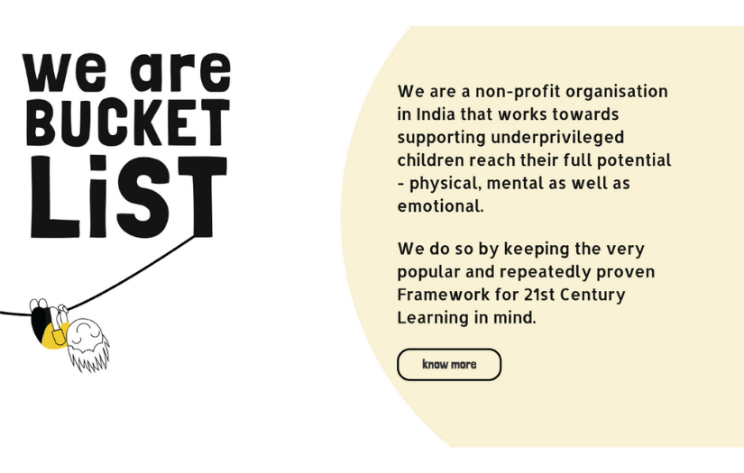 Website Design & Development for Bucket List, a non-profit organisation for children screenshot 3