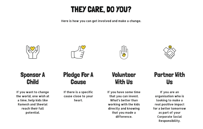 Website Design & Development for Bucket List, a non-profit organisation for children screenshot 5