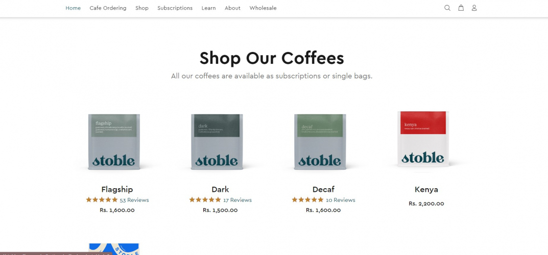 Stoble Coffee Website screenshot 3
