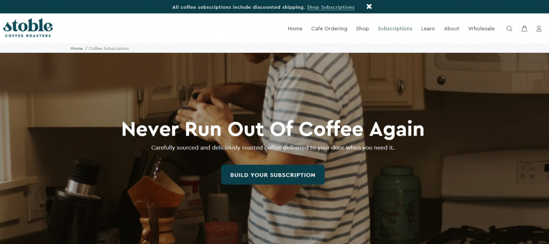 Stoble Coffee Website screenshot 2