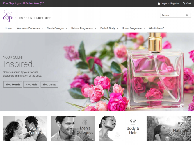 European Perfumes Website screenshot 1
