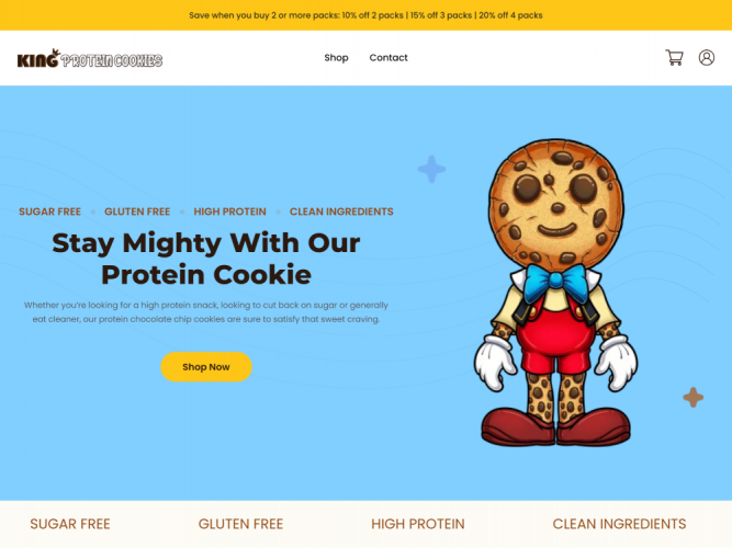 King Protein Cookies Website screenshot 1