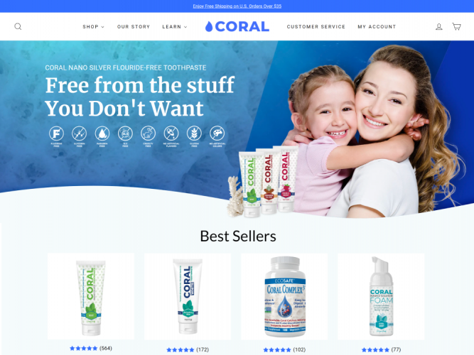 Coral Toothpaste Website screenshot 1