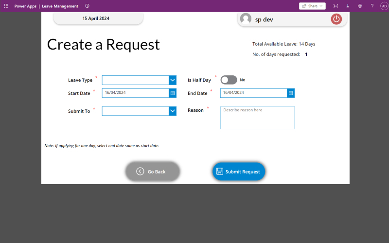 Leave Management Application screenshot 1