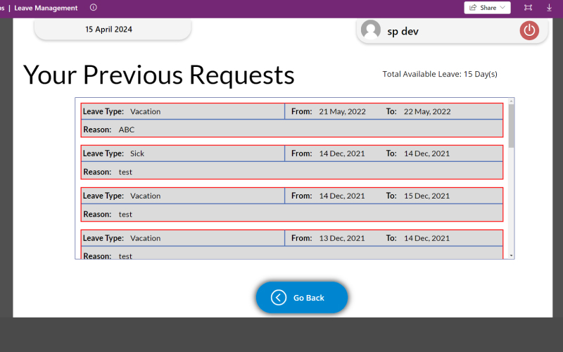 Leave Management Application screenshot 3