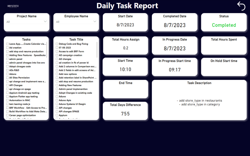 Project Management Dashboard  screenshot 1