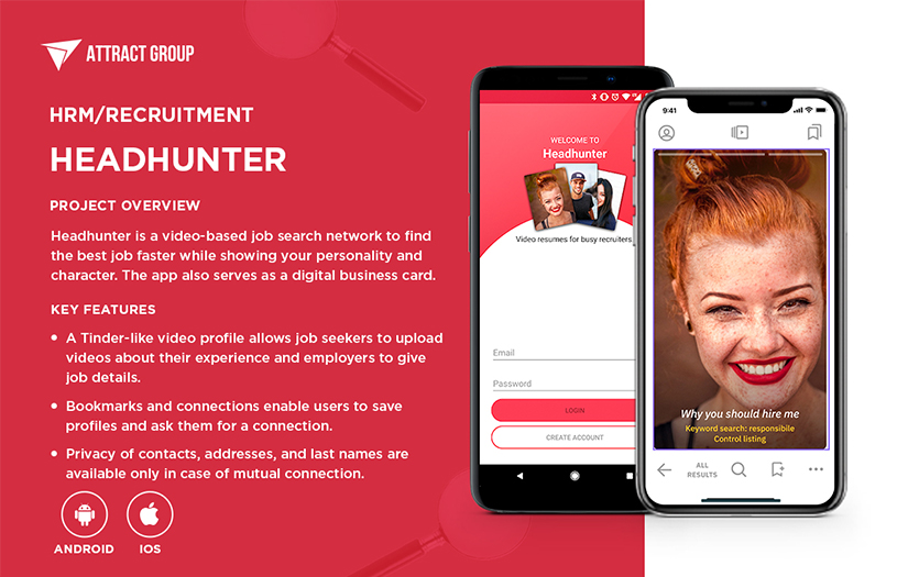Headhunter - a video-based job search app screenshot 1