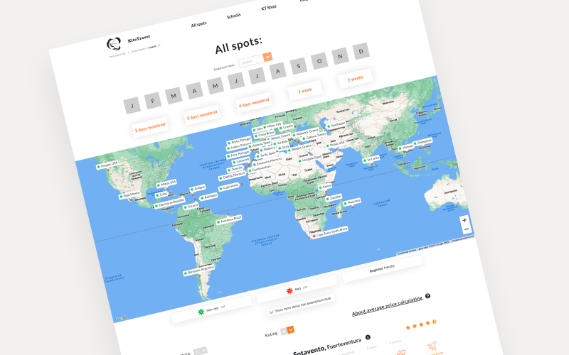 Kite Travel – Website for the kitesurfing travel company screenshot 2
