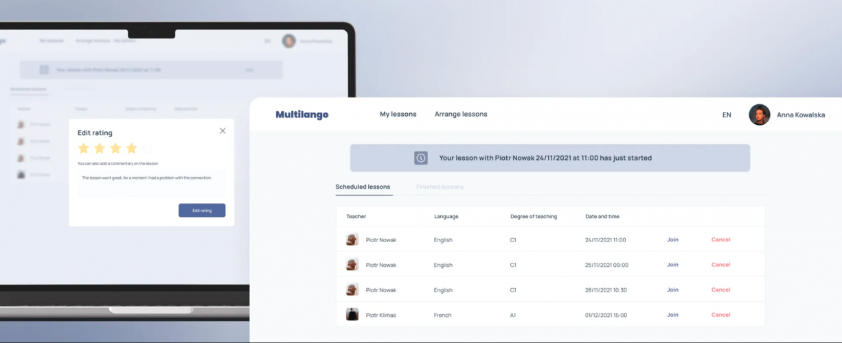Innovative online language learning platform screenshot 1