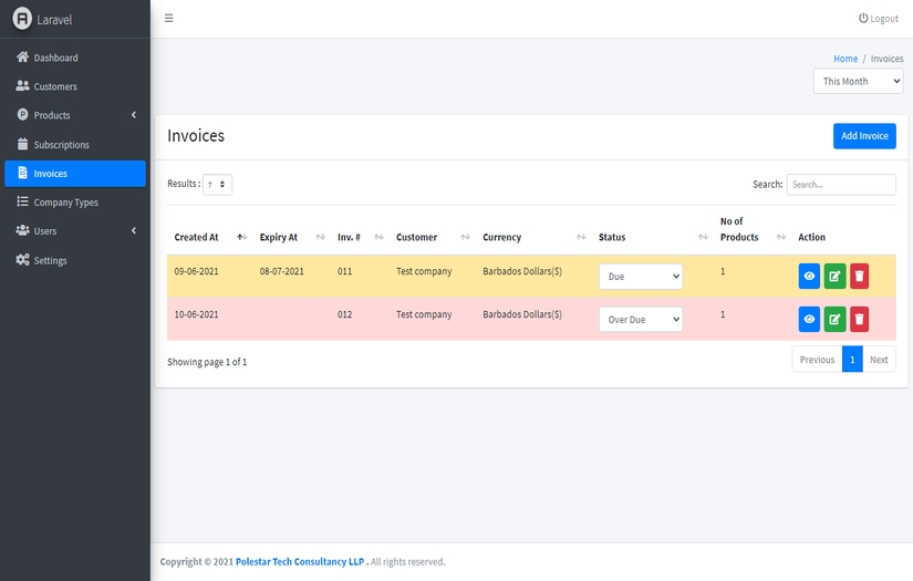 Open Invoice for SAAS Projects screenshot 1