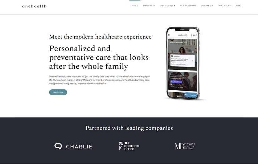 One Health website screenshot 1
