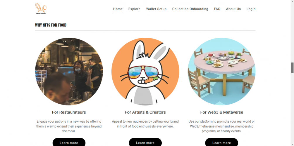 Carrot Factory - NFT Restaurant Marketplace screenshot 3