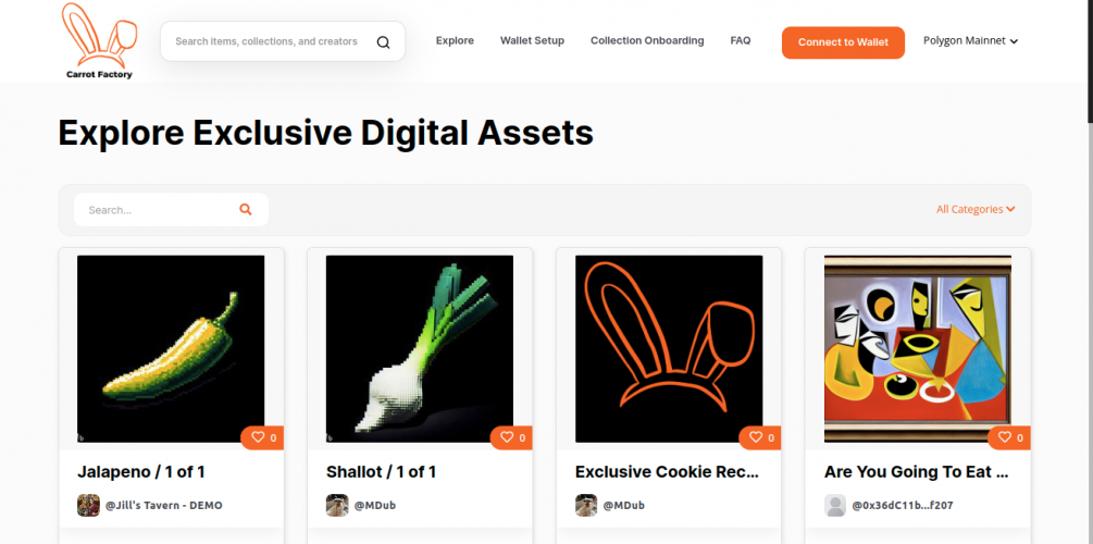 Carrot Factory - NFT Restaurant Marketplace screenshot 1