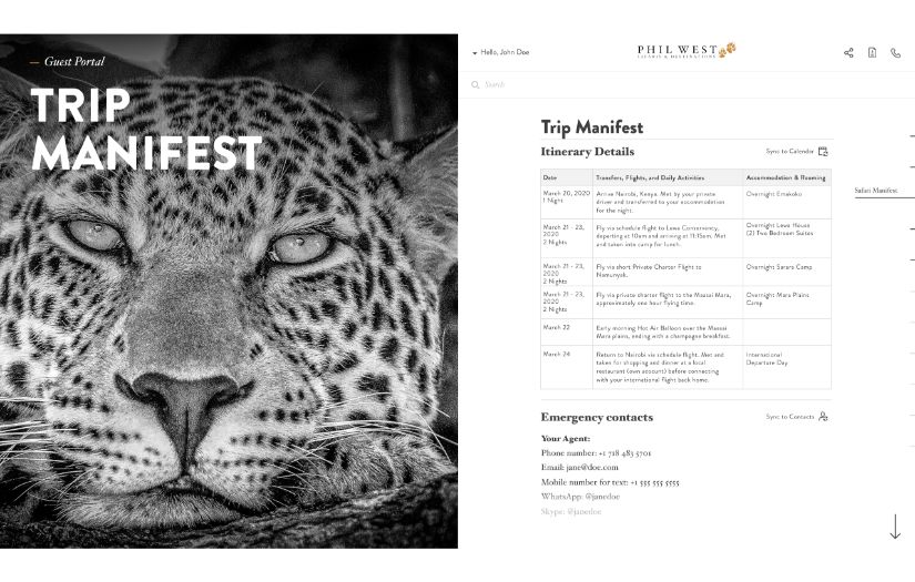Safari Portal - Itinerary Builder screenshot 2